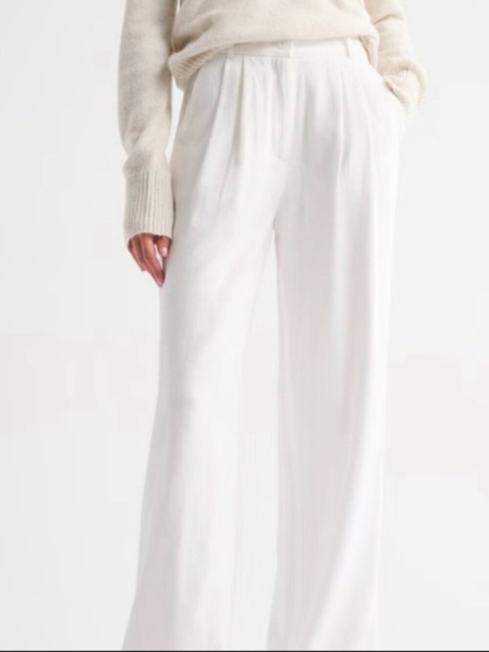 Abercrombie & Fitch Pants Womens XS Beige Off White Linen Blend Wide Leg